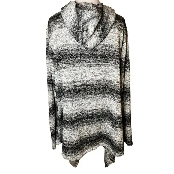 Lavanya‎ Womens Open Front Cardigan Size 1X Long Sleeve Gray Stripe Space Dyed - Picture 3 of 7